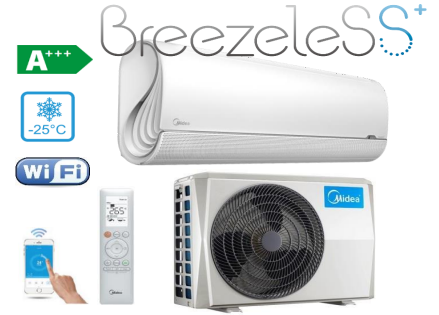 Oro kondicionierius Midea  bevėjis BREEZELESS+ MSFAAU-12HRFN8-QRD6GW + MOB01-12HFN8-QRD6GW(A) 3,4/3,8 kW nuotrauka